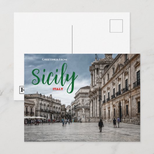 Greetings from Sicily Italy Scenic Postcard Italia Briefkaart (Voorkant / Achterkant)
