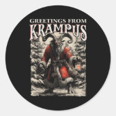 Greetings From Ss Vom Krampus Festive Horror Chris Ronde Sticker (Voorkant)