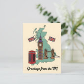 Greetings from the UK British Landmarks Travel Briefkaart (Staand voorkant)