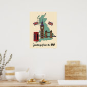 Greetings from the UK British Landmarks Travel Poster (Keuken)