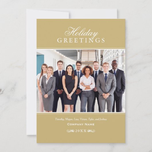 Greetings Gold Corporate Business Foto Feestdagenkaart (Voorkant)