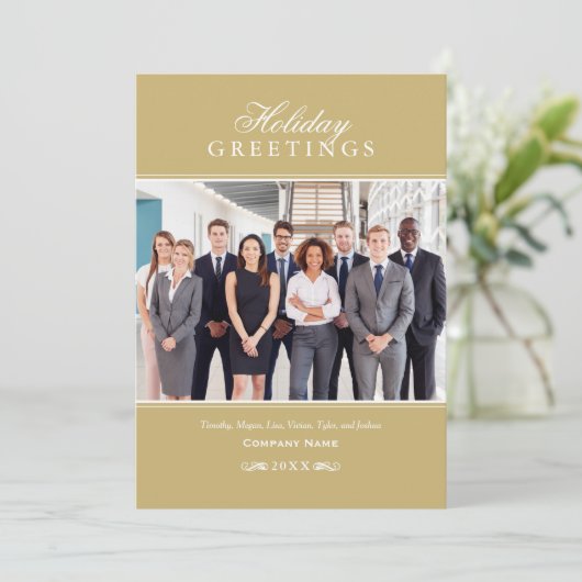 Greetings Gold Corporate Business Foto Feestdagenkaart (Staand voorkant)