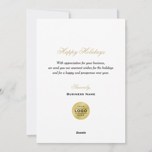 Greetings Gold Corporate Business Foto Feestdagenkaart (Achterkant)