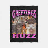 Greetings Huzz Funny Cat Meme Bootleg Graphic Men  Fleece Deken (Voorkant)