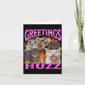 Greetings Huzz Funny Cat Meme Bootleg Graphic Men Kaart (Voorkant)