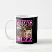 Greetings Huzz Funny Cat Meme Bootleg Graphic Men Koffiemok (Links)