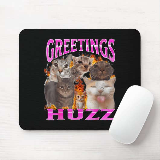Greetings Huzz Funny Cat Meme Bootleg Graphic Men  Muismat (Met muis)