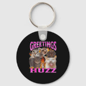 Greetings Huzz Funny Cat Meme Bootleg Graphic Men  Sleutelhanger (Voorkant)