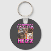 Greetings Huzz Funny Cat Meme Bootleg Graphic Men  Sleutelhanger (Voorkant)