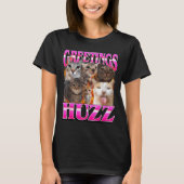 Greetings Huzz Funny Cat Meme Bootleg Graphic Men T-shirt (Voorkant)