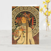 Greetings Kaart - Czech Art Nouveau (Gele Bloem)