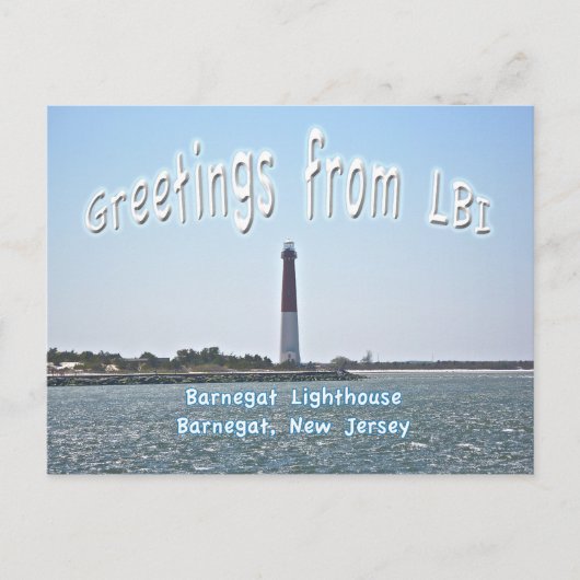 Greetings LBI van de vuurtoren van Barnegat (Old B Briefkaart (Voorkant)