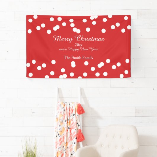 Greetings met rode en witte Confetti Spandoek (Insitu)