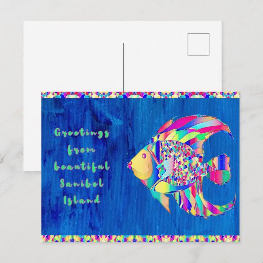 Greetings of Beauful Sanibel Island Fancy Fish Briefkaart (Voorkant / Achterkant)