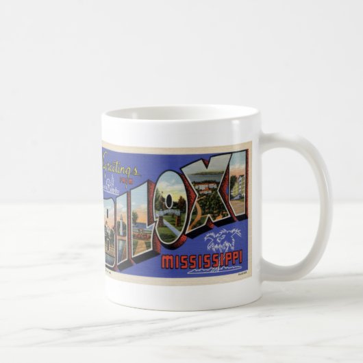 Greetings of Biloxi MS Coffee Briefkaart Mok (Rechts)