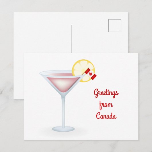 Greetings of Canada Cocktail Holiday Kaart (Voorkant / Achterkant)