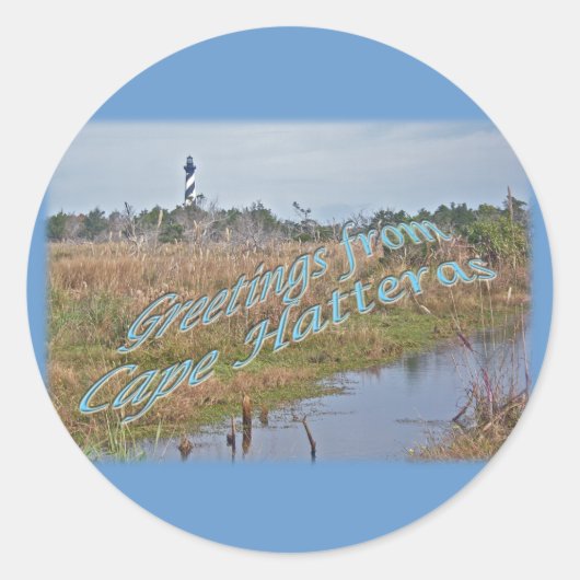 Greetings of Cape Hatteras OBX Ronde Sticker (Voorkant)