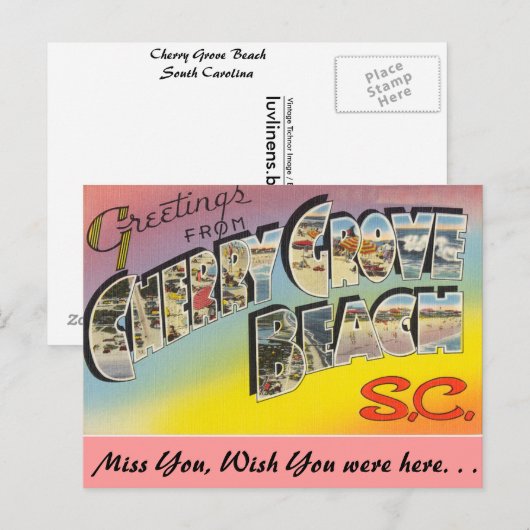 Greetings of Cherry Grove Beach Briefkaart (Voorkant / Achterkant)