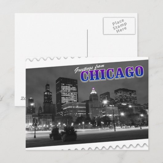 Greetings of Chicago Illinois briefkaart (Voorkant / Achterkant)