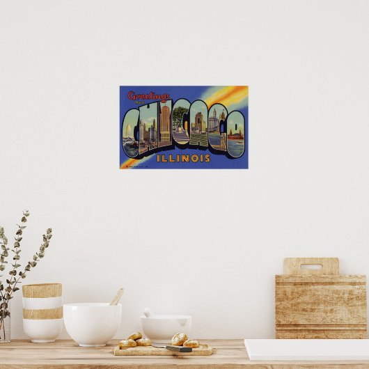 Greetings of Chicago Illinois Poster (Keuken)