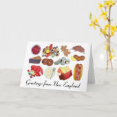 Greetings of Coastal New England Food Cuisine Kaart (Gele Bloem)
