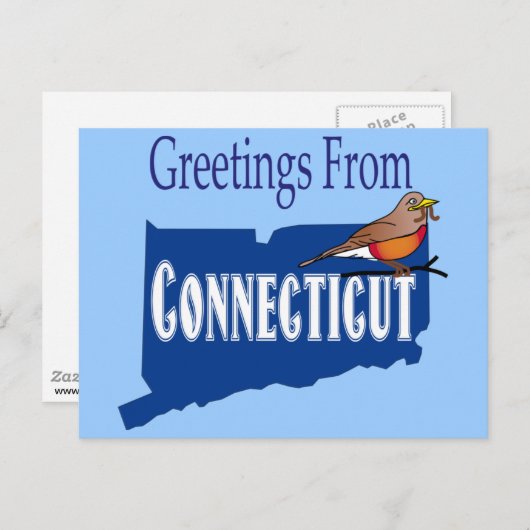 Greetings of Connecticut American Robin State Uitnodiging Briefkaart (Voorkant / Achterkant)