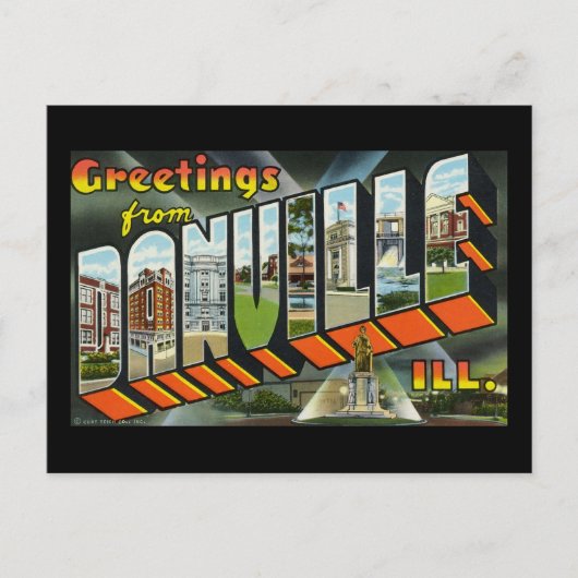 Greetings of Danville Illinois Briefkaart (Voorkant)