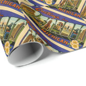 Greetings of Detroit Michigan  Post Card Cadeaupapier (Rol Hoek)