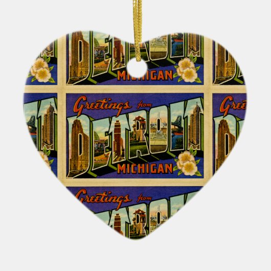 Greetings of Detroit Michigan  Post Card Keramisch Ornament (Voorkant)