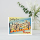 Greetings of Detroit, Michigan Vintage Travel Briefkaart (Staand voorkant)