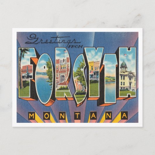 Greetings of Forsyth, Montana Vintage Travel Briefkaart (Voorkant)