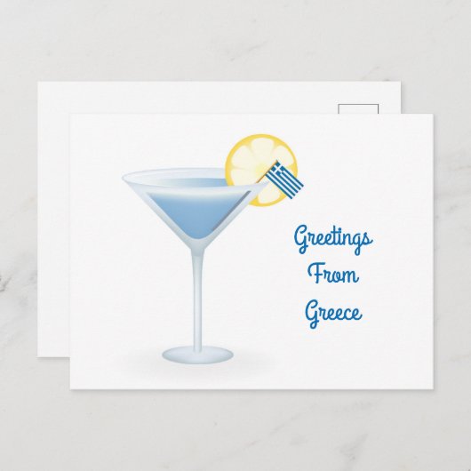 Greetings of Greece Cocktail Holiday Kaart (Voorkant / Achterkant)