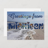 Greetings of Michigan State Flag Hearts USA Briefkaart (Voorkant / Achterkant)