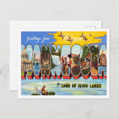 Greetings of Minnesota Vintage Travel Briefkaart (Voorkant / Achterkant)