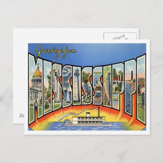 Greetings of Mississippi Briefkaart (Voorkant / Achterkant)