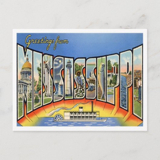 Greetings of Mississippi Briefkaart (Voorkant)