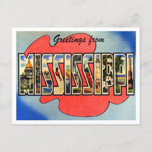 Greetings of Mississippi Vintage Travel Briefkaart