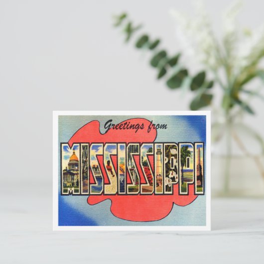 Greetings of Mississippi Vintage Travel Briefkaart (Staand voorkant)