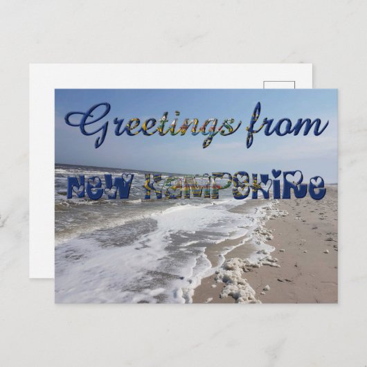 Greetings of New Hampshire State Flag Hearts USA Briefkaart (Voorkant / Achterkant)
