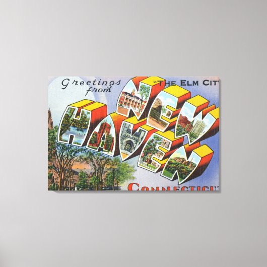 Greetings of New Haven, CT Canvas Afdruk (Voorkant)