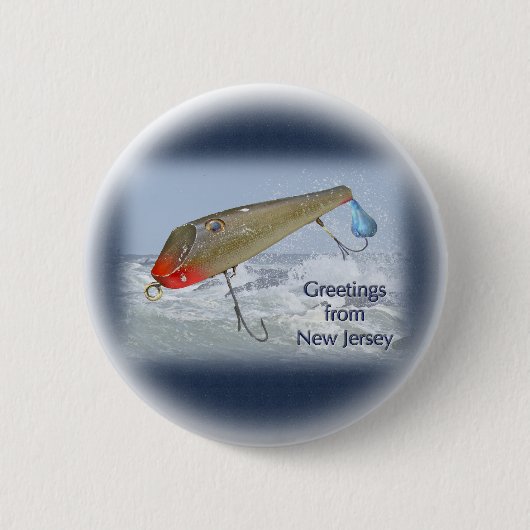 Greetings of New Jersey Vist Lure Ronde Button 5,7 Cm (Voorkant)