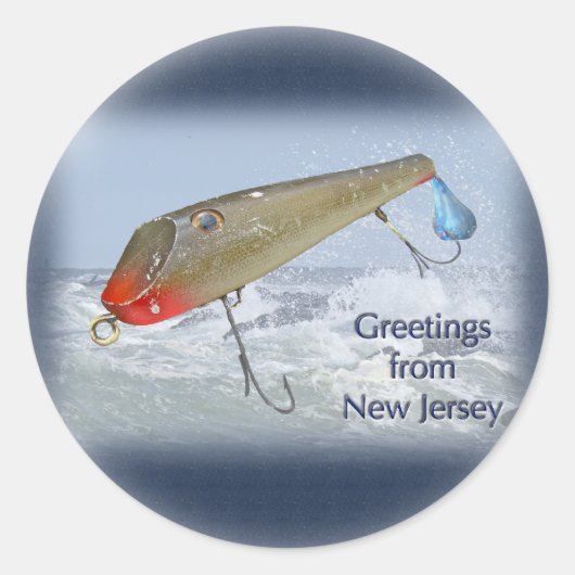 Greetings of New Jersey Vist Lure Ronde Sticker (Voorkant)