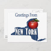 Greetings of New York Pinstripes and big Apple Uitnodiging Briefkaart (Voorkant / Achterkant)