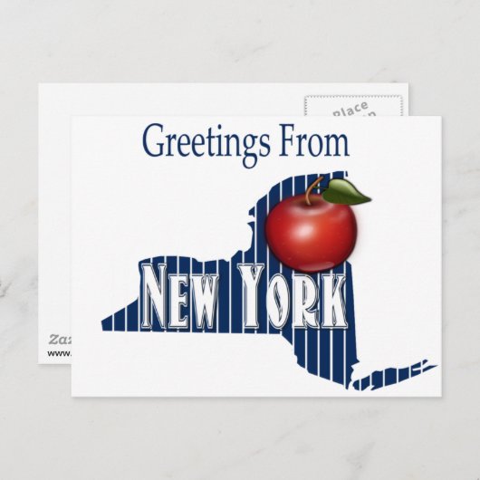 Greetings of New York Pinstripes and big Apple Uitnodiging Briefkaart (Voorkant / Achterkant)