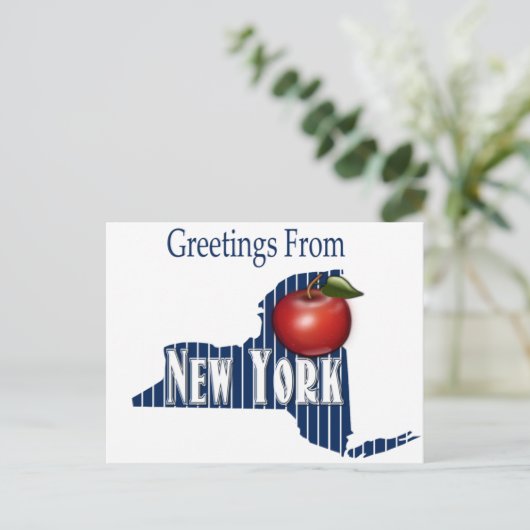 Greetings of New York Pinstripes and big Apple Uitnodiging Briefkaart (Staand voorkant)