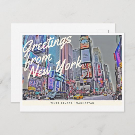 Greetings of New York Times Square briefkaart (Voorkant / Achterkant)