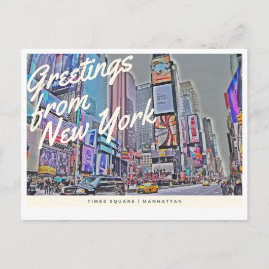 Greetings of New York Times Square briefkaart (Voorkant)