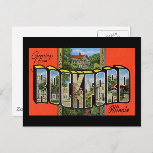 Greetings of Rockford Illinois Briefkaart (Voorkant / Achterkant)