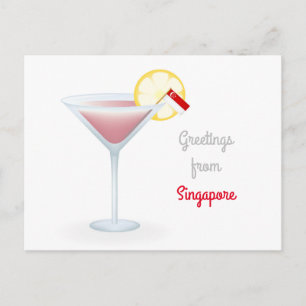 Greetings of Singapore Cocktail Holiday Briefkaart
