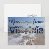 Greetings of Virginia State Flag Hearts USA Briefkaart (Voorkant / Achterkant)